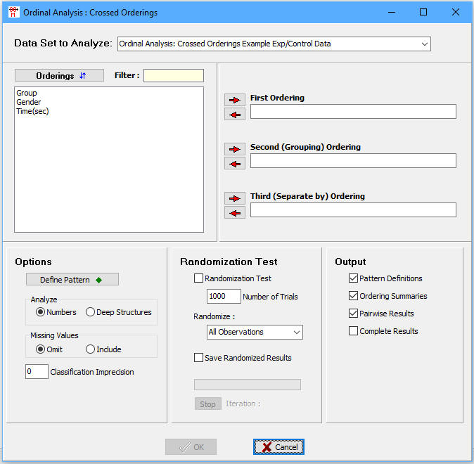 Image of Ordinal Analysis - Crossed Orderings Window
